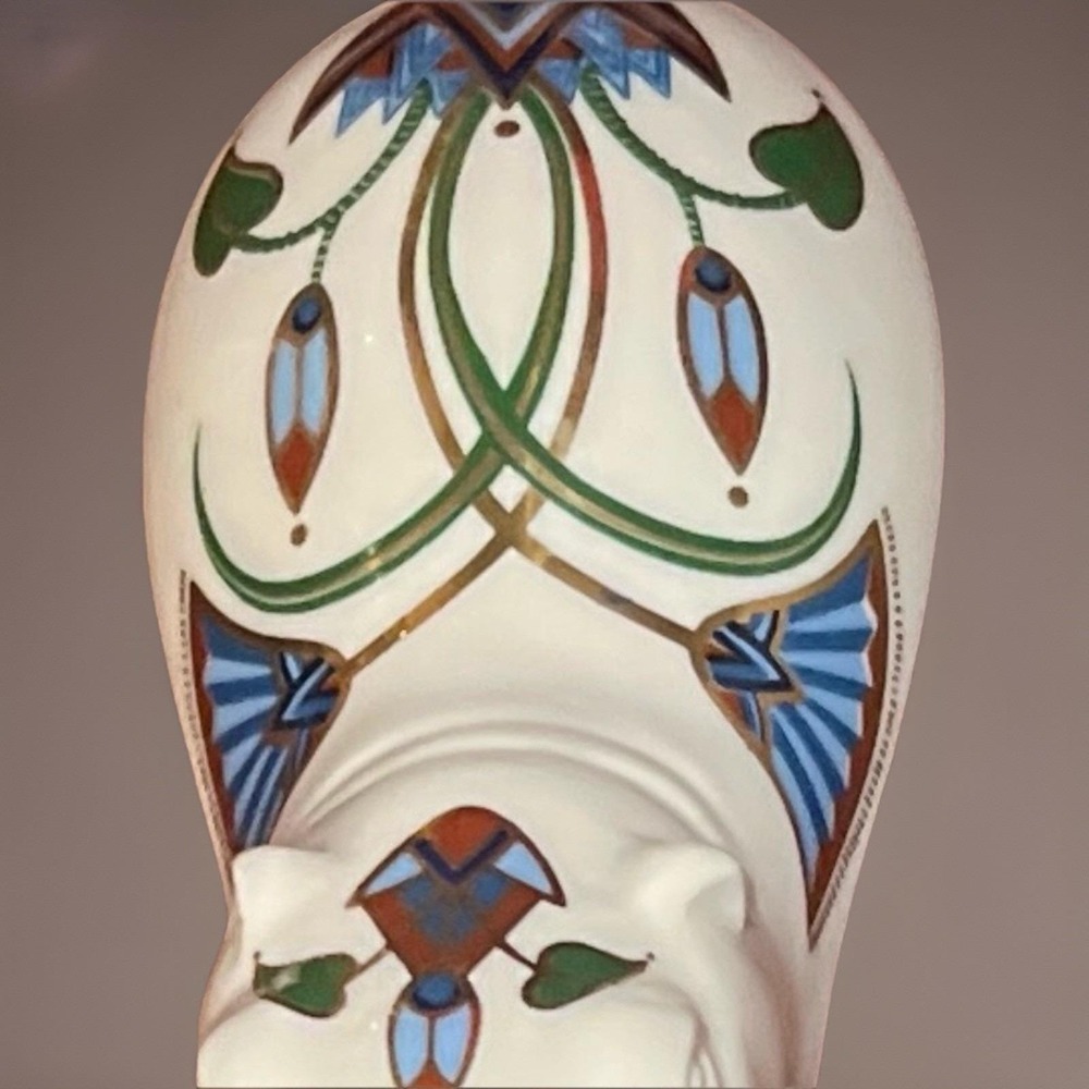 VTG Elizabeth Arden The Pharaohs 1982 Hippo Ceramic Art Deco Trinket Dish 5x2" - Picture 8 of 10